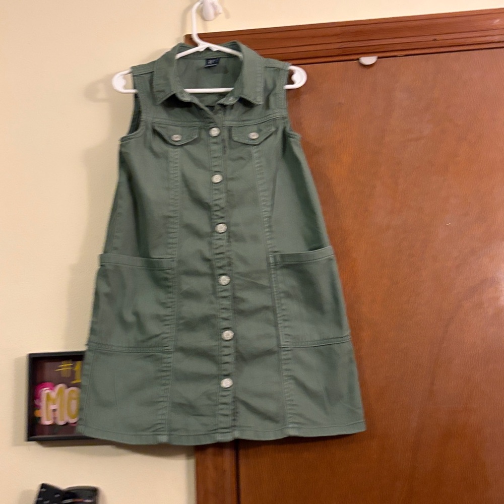 GAP Olive Green Button-Front Utility Dress
